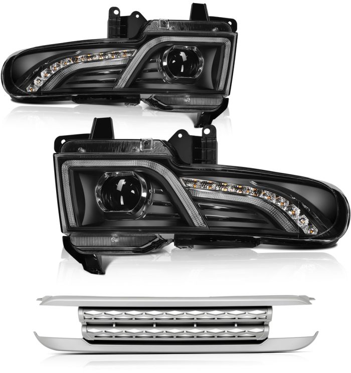 2007-2014 Toyota FJ Cruiser Headlights Halo Projector with Grille Front lamp