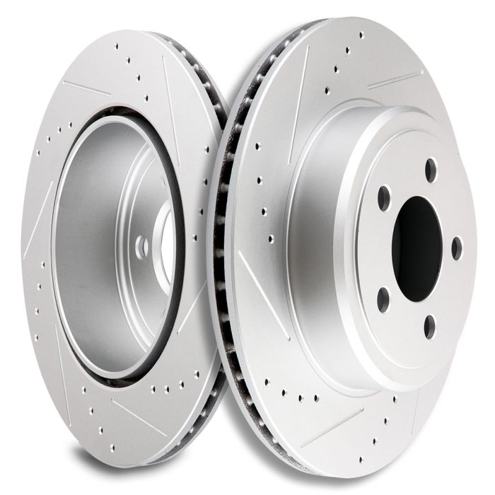 thumbnail image 2 of Front & Rear Drilled & Slotted Brake Rotors With Ceramic Pads For Dodge Charger 3.6L - Auto Shack 4-Wheel Kit 2 of 2