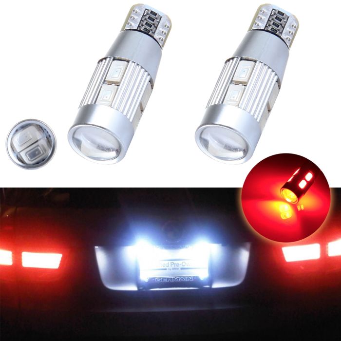 2x T10 194 158 10SMD Red Vehicle Canbus LED For Toyota License Light