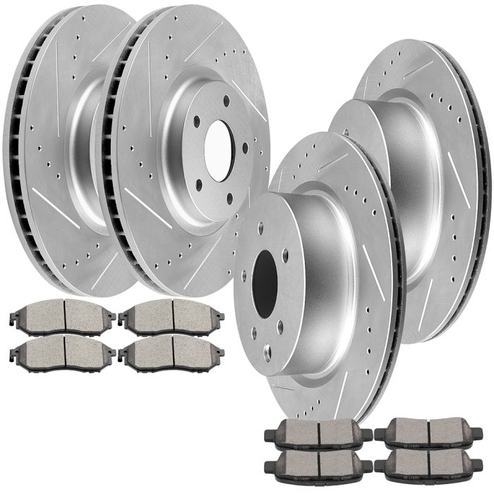 Max Advanced Brakes PerformanceMax Brake Kit – Drilled & Slotted Rotors + EliteMax Carbon Ceramic Pads – Infiniti G35 Nissan 350Z 2005