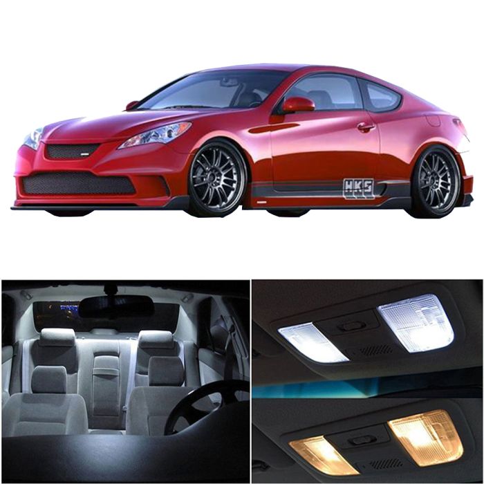 9x White LED Bulb Lights for Hyundai Genesis Coupe2010 & UP Interior Package Kit