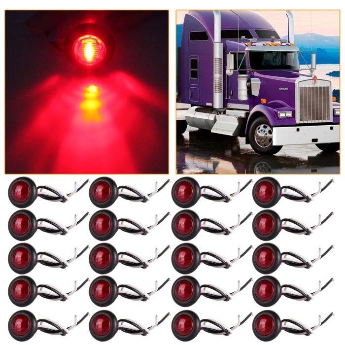 Smoked Red Side Marker Lights 98-12 Jeep Wrangler Toyota Tacoma For Truck Trailer 20pcs