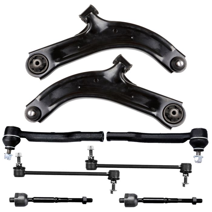 For 2007-2011 Nissan Versa 8PCS Front Lower Control Arms Sway Bars Tie Rod Links