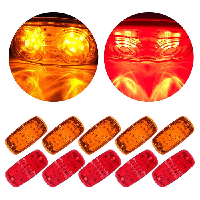 Universal Side Marker Lights 5Pcs Red+ 5Pcs Amber Replacement fit for Truck-10PCS