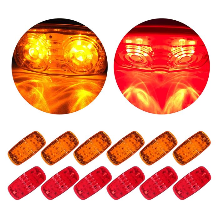 Universal Side Marker Lights 6Pcs Red+ 6Pcs Amber Replacement fit for Truck-12PCS