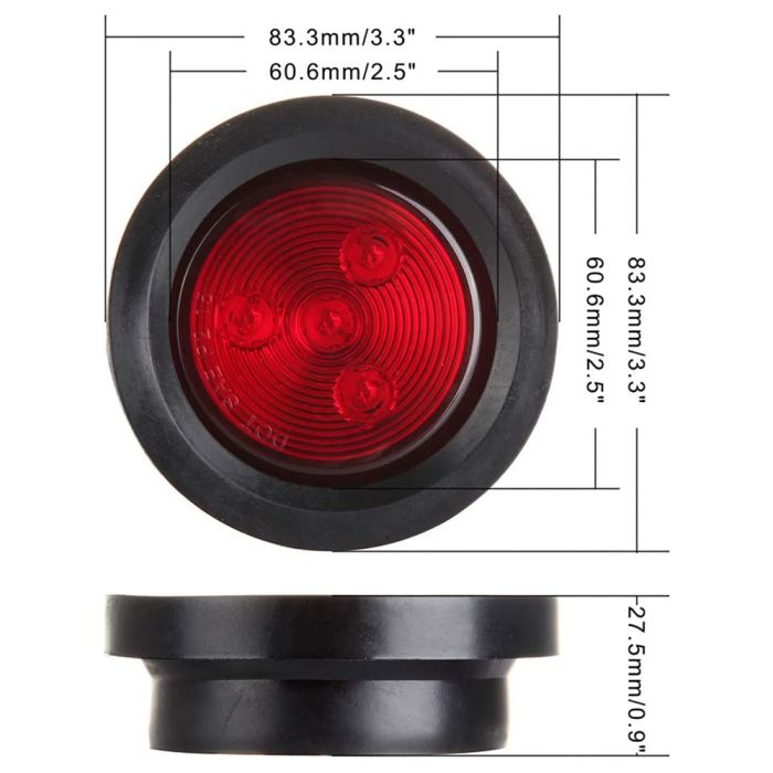 Side Marker Light Red Round 14 Peterbilt 587 16 Western Star 5700XE 4 LED With Rubber Grommet For Truck Trailer Pickup 2Pcs