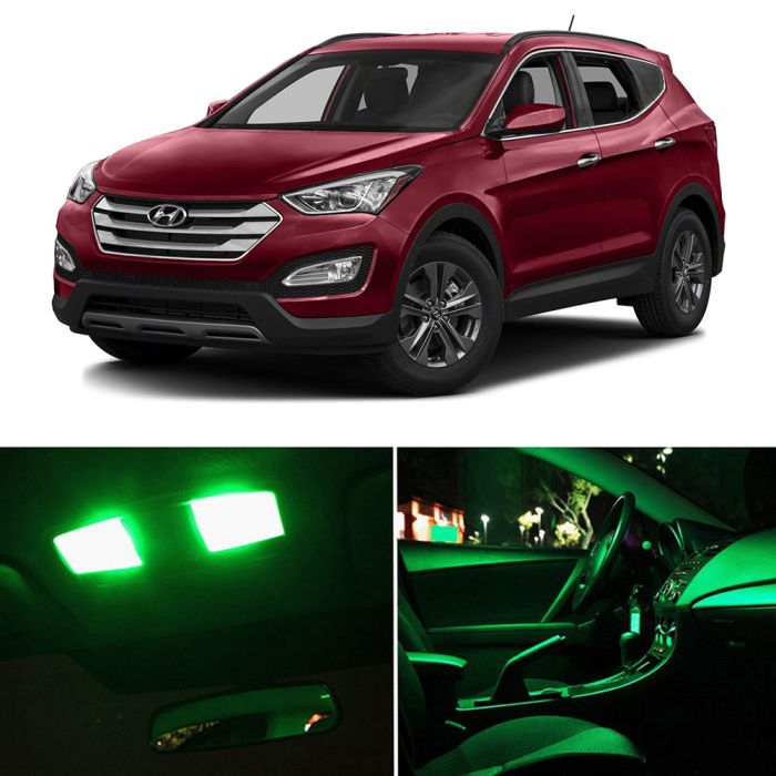 11x Interior Package Kit for HYUNDAI SANTA Fe 2014-2017 Green Car LED Light Bulb