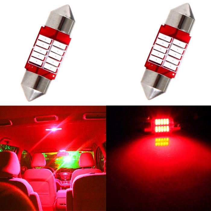 31mm Red Festoon Interior LED Bulb 10-4014-SMD 2PCS for Dome Map Door License Plate Light