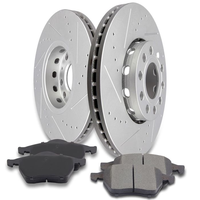 Front Drill &Slot Brake Rotors Ceramic Pads For 1999-2004 Audi A4 1998-2001 A6