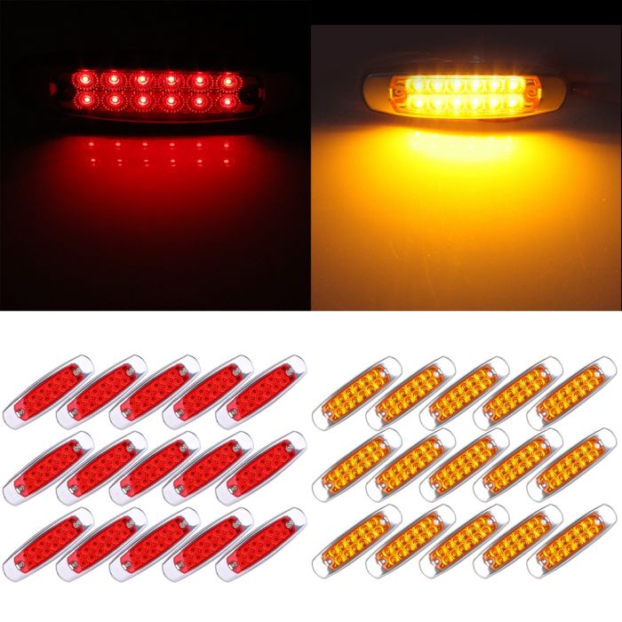 Red & Amber Side Marker Light 30pcs 12Led For 76-16 Ford F150 00-16 Honda Civic Signal Clearance Lamp