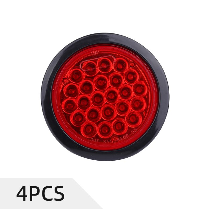 4PCS Red 24LED Round Tail/Side Marker Light 12V Surface Mount 90-07 Peterbilt 379 08-17 Peterbilt 389
