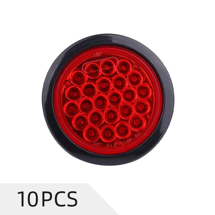 10PCS Red 24LED Round Tail/Side Marker Light 12V Surface Mount 90-07 Peterbilt 379 08-14 Peterbilt 389