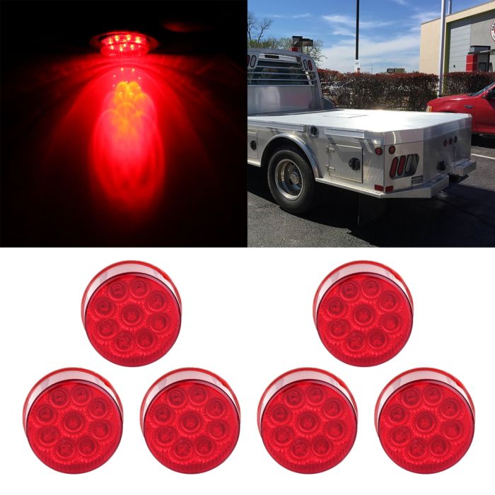 9Led Red Side Marker Light Round 6pcs For 2014 Kenworth K370 Truck Lights 12V