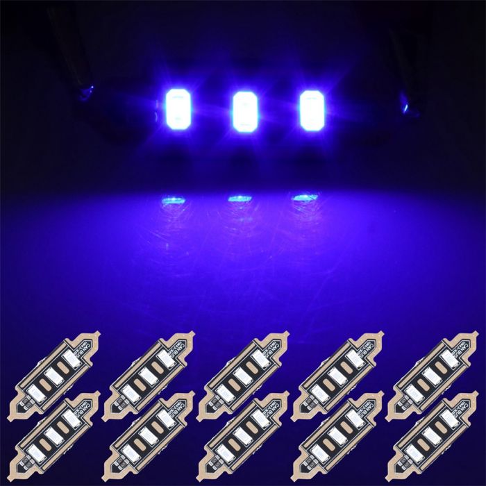 41mm Blue Festoon Interior LED Bulb 3-5730-SMD 10PCS for Dome Map Light Glove Box Light Door Light Trunk Cargo Light