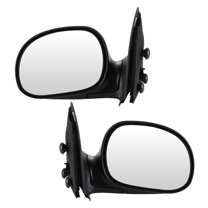 Black Side View Mirrors For 1997-2003 Ford F150, 97-99 Ford F-250 Power Heated Side Manual Fold-1Pair
