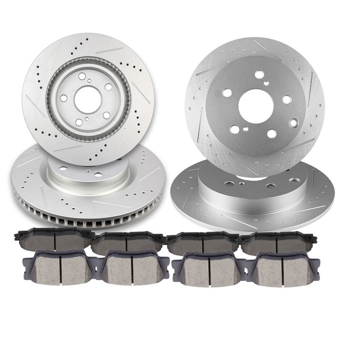 AutoShack Rear Brake Rotors Premium Ceramic Brake Pads Wheel Bearing Hub Assembly | Replacement For 2006-2018 Toyota RAV4 2.4L 2.5L 3.5L V6 4WD AWD Armorstop Brk020