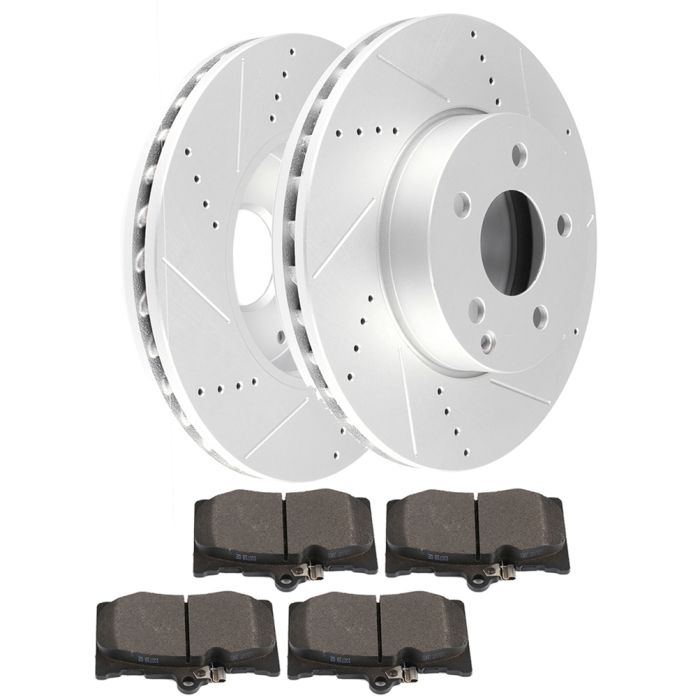 Front Discs Brake Rotors and Ceramic Pads For Benz C250 2012-2015 Drill Slot