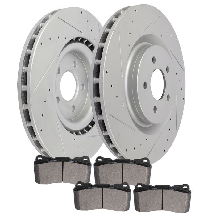 Detroit Axle Front Ceramic Brake Pads With Hardware – For 2010-2014 Ford Mustang V6 3.7L – Direct Fit P-1464