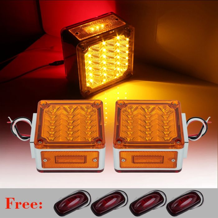 2x 39 led red amber light Double Face tail light universal + 4x red free lamp