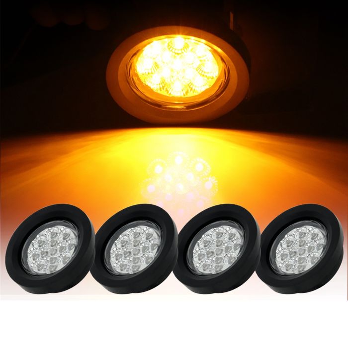 4Pcs Amber Side Marker Lights Tail Lights Grommet For Car Truck Trailer 12V 13LED