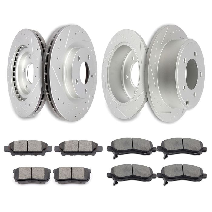 Brake Pads And Rotors 11-14 Chrysler 200 07-10 Dodge Caliber Front Rear Ceramic