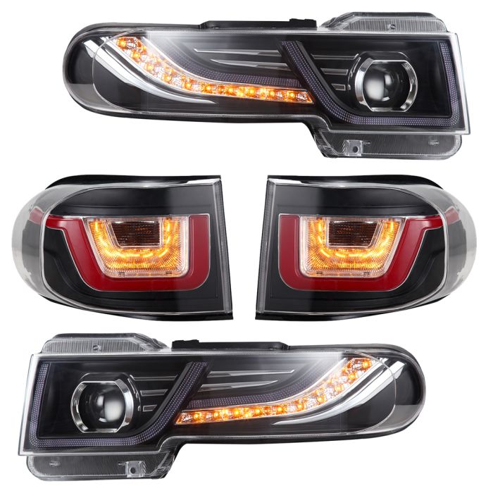 Fits 2007-2014 Toyota FJ Cruiser LED Headlight & Taillights w/Grilles 5pcs set 