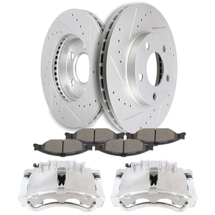 Front Brake Rotors Calipers And Ceramic Pad For Ford Mustang 1999 2000 2001 2002