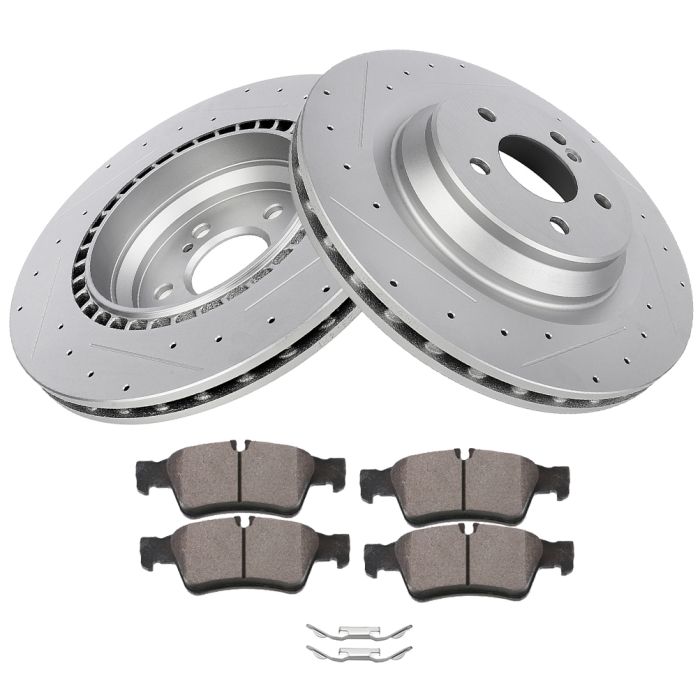 Rear 330.2 mm Brake Rotors And Ceramic Pads For 07-14 Mercedes-Benz CL600 07-13 Mercedes-Benz S600