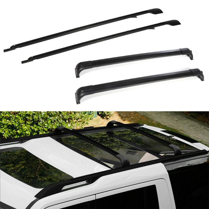 For 2005-2016 Land Rover LR3 LR4 2x Roof Rack Cross Bars & 2x Roof Side Rails Luggage Cargo 4Pcs 
