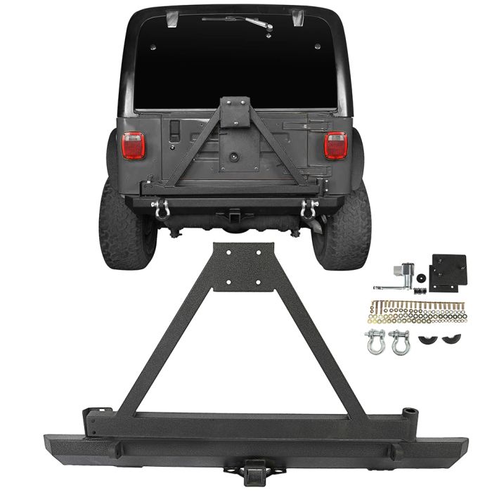 1987-1995,1997-2006 Jeep Wrangler Rear Bumper with Tire Carrier - 2 PCS