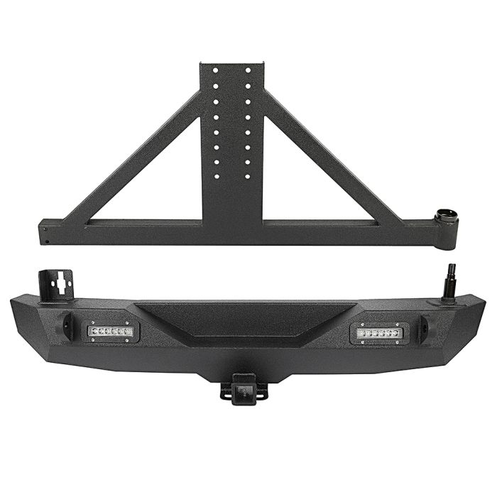 2007-2018 Jeep Wrangler JK Rear step Bumper with Tire Carrier Powder Coated w/ Tire Carrier LED Strips