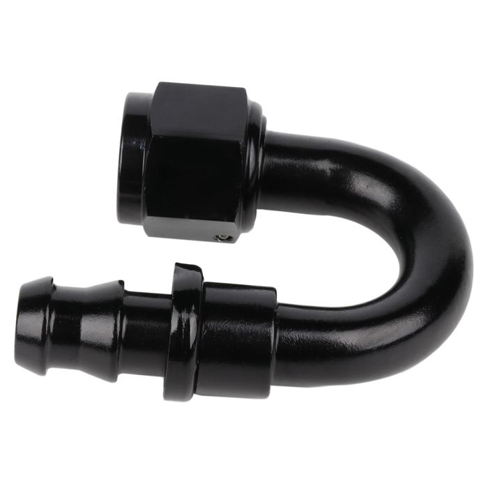 8AN Aluminum Push Lock On Fuel Hose End Fitting 180-Degree Black