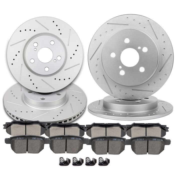 Front & Rear Brake Kit – Cross-Drilled Rotors & Ceramic Pads For