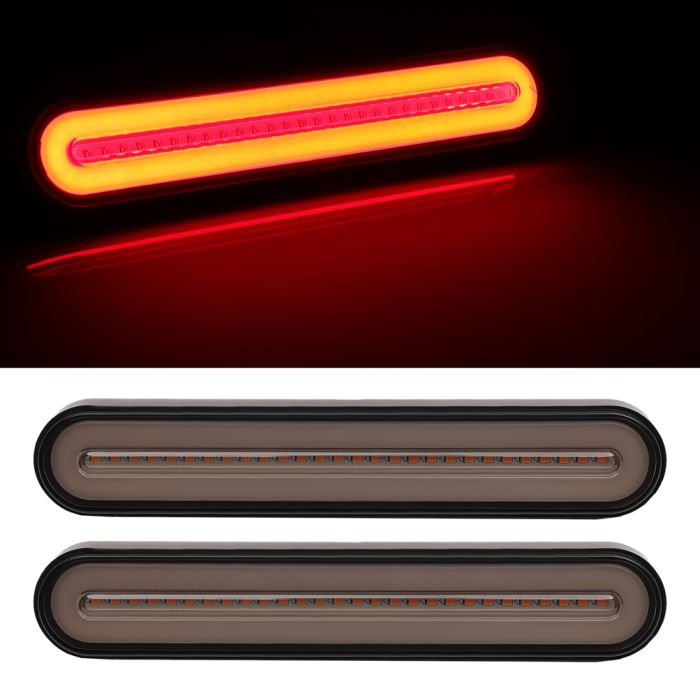 2x Red + Yellow Brake Turn Signal Side Marker Tail Light 100 LED Flowing Reverse