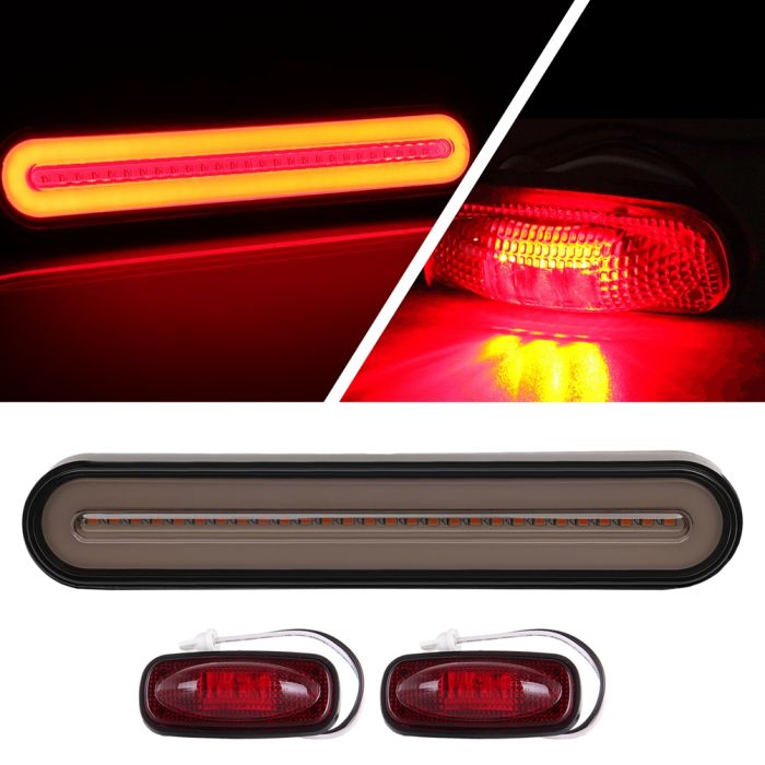 1pcs Flowing Reverse Brake Turn Signal Light Trailer Truck + 2x 3LED Red Lights