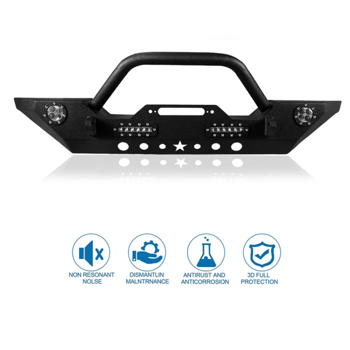 Front & Rear Steel Step Bumper for Jeep -2 PCS 