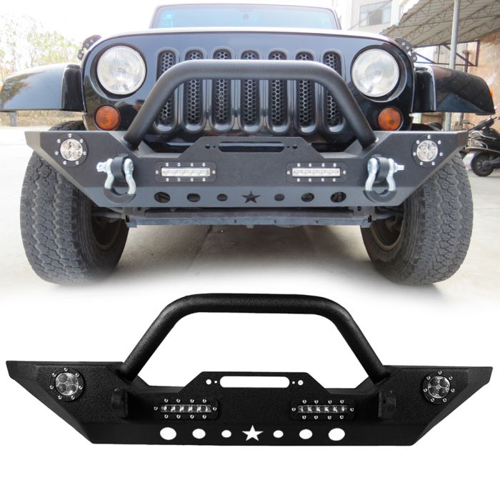 Front & Rear Steel Step Bumper for Jeep -2 PCS 