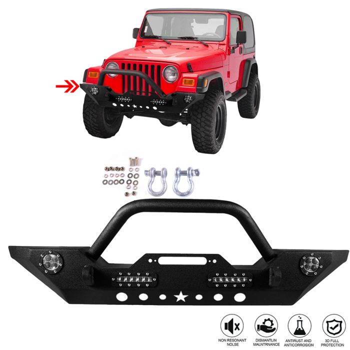 Front & Rear Steel Step Bumper for Jeep -2 PCS 