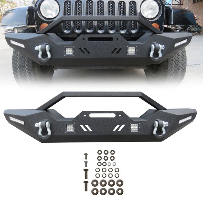 2007-2017 Jeep Wrangler Heavy Duty Front + Rear Bumper w/ Winch Plate -2 PCS