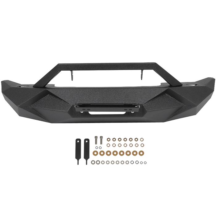 Front bumper+Rear Bumper W/ Spare Tire Carrier For 2007-2018 Jeep Wrangler JK