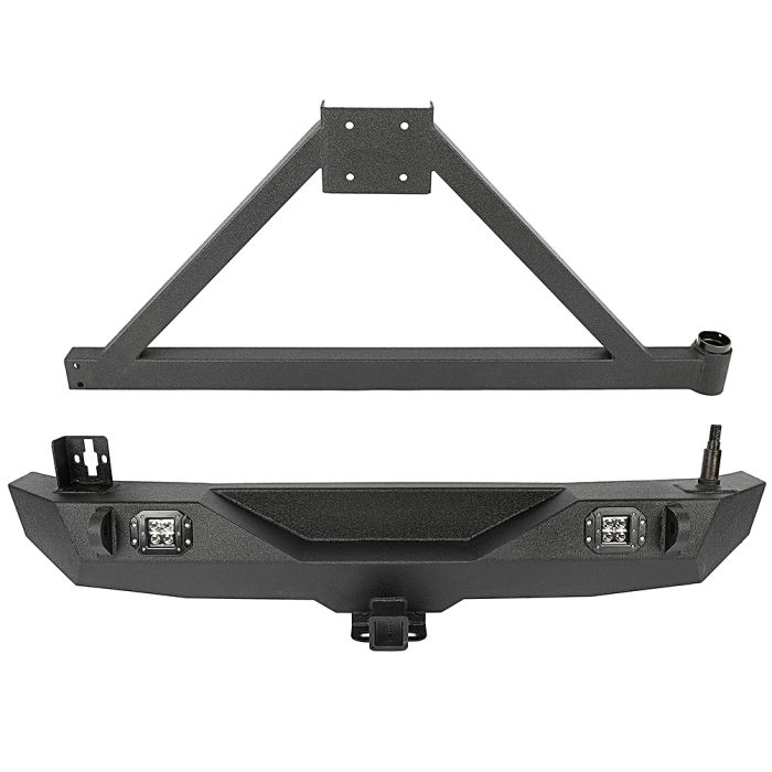For Jeep Wrangler 2007-2018 Front Bumper+Rear Bumper W/ Tire Carrier Steeled