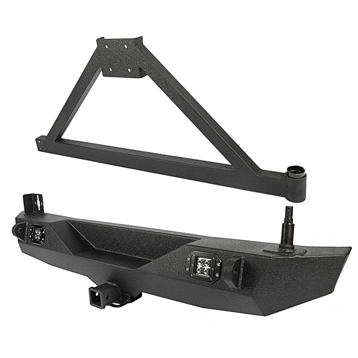 For Jeep Wrangler 2007-2018 Front Bumper+Rear Bumper W/ Tire Carrier Steeled