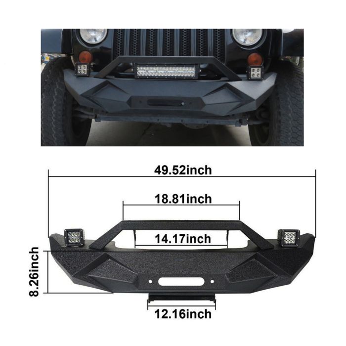 For 2007-2018 Jeep Wrangler JK Front Bumper Rear Bumper w/ Tire Carrier Steel