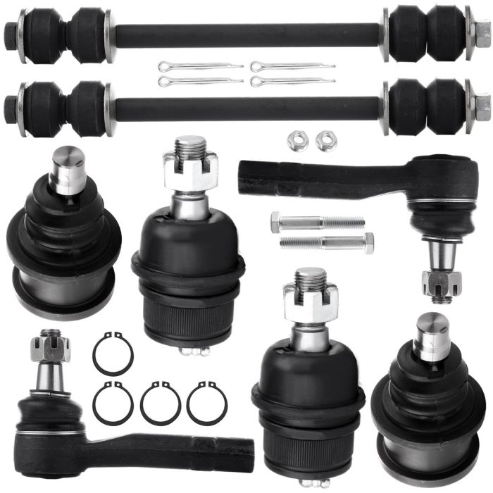 8-Piece Front End Kit - Ball Joints & Tie Rods For 1998-2011 Ford Ranger - Greasable