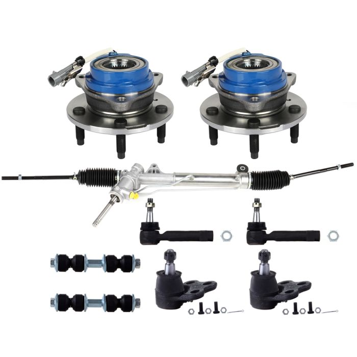 Complete 9pc Power Steering Rack and Pinion Suspension Kit For Chevy Pontiac FWD
