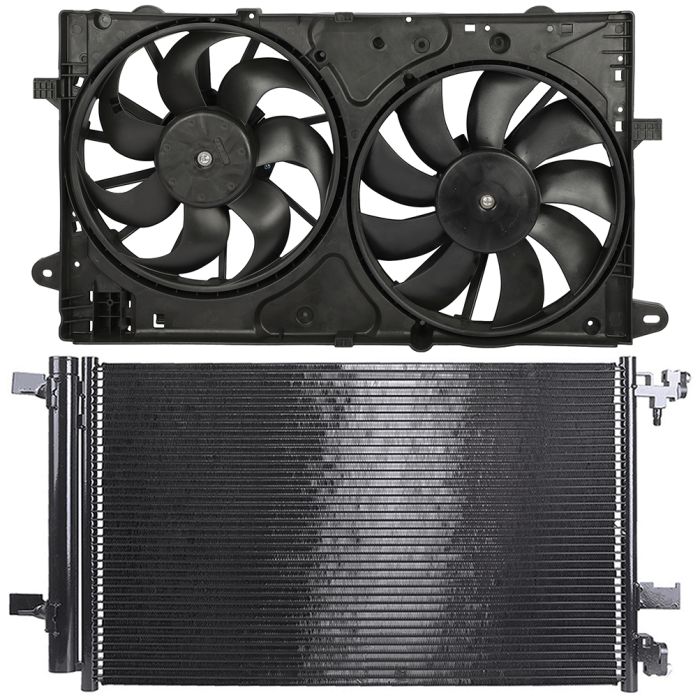Electric AC Condenser Cooling Fan Kit For 2013 2014 2015 Chevrolet Malibu