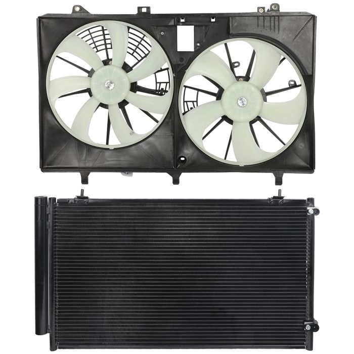 AC Condenser Cooling Fan Kit For 2011-2015 Toyota Sienna 2010-2015 Lexus RX350