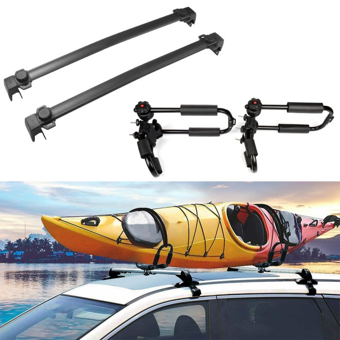 2x Roof Rack Cross Bars & 2x Folding Kayak Racks For Ford Explorer 2016-2019-4Pcs 