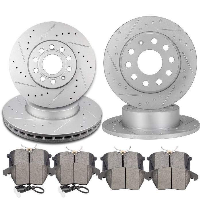 Rear Ceramic Brake Pads & Rotors Kit For Audi Volkswagen 253mm Diameter  Rotor 