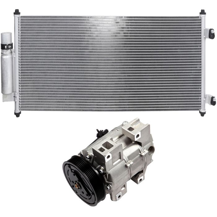 Aluminum AC Condenser & AC Compressor Cooling Kit 2007-2012 Nissan Sentra 2.5L